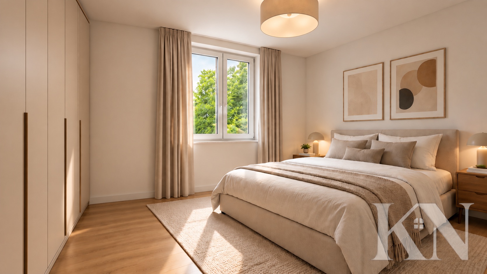 Schlafzimmer mit Blick ins Grüne