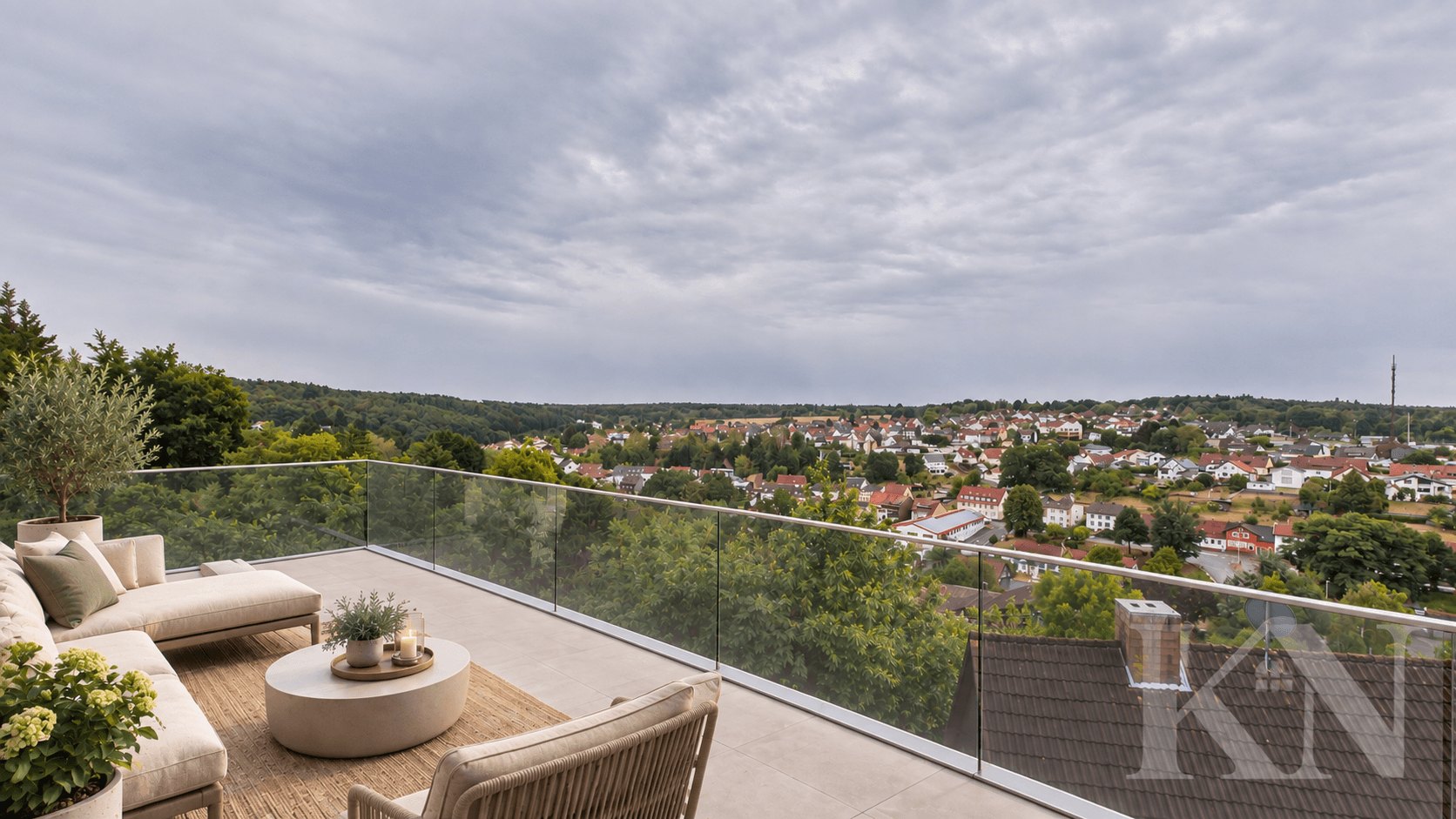 Terrasse des Penthouses mit Panoramablick